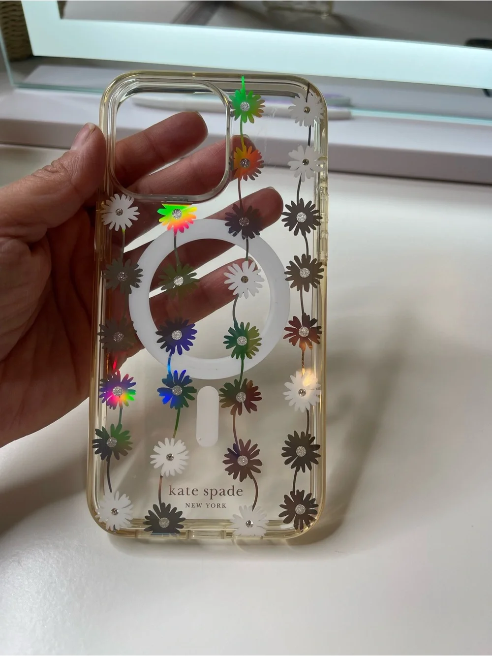 Kate Spade Clear Floral iPhone Case with Holographic Flowers - Clear